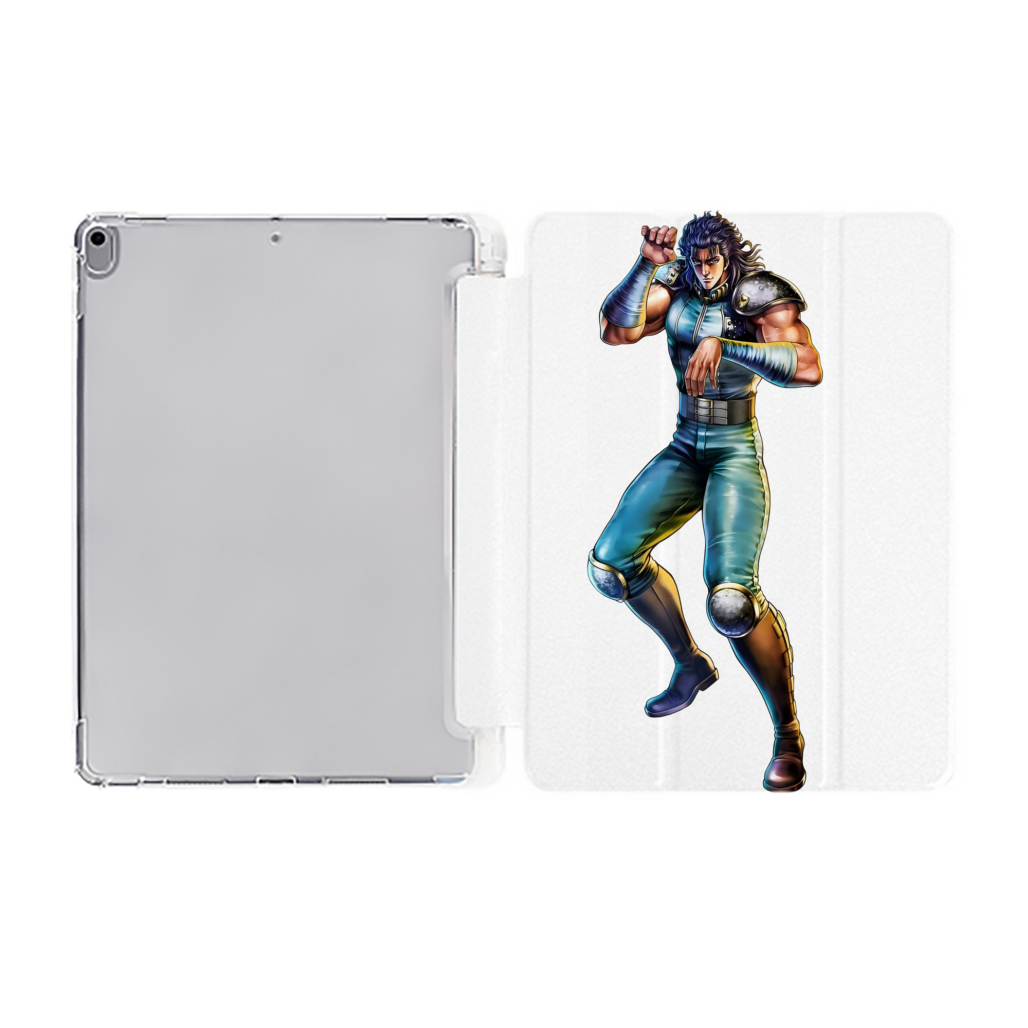 （画像用） 北斗の拳 Fist of the North Star IPad ケース ペン収納付き 三つ折りスタンド PUレザー×シリコン 対応機種9.5/10.5/10.9インチ